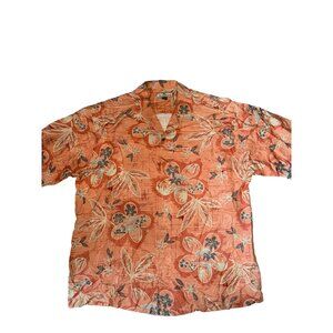 Tommy Bahama orange Hawaiian silk men’s‎ shirt size XL